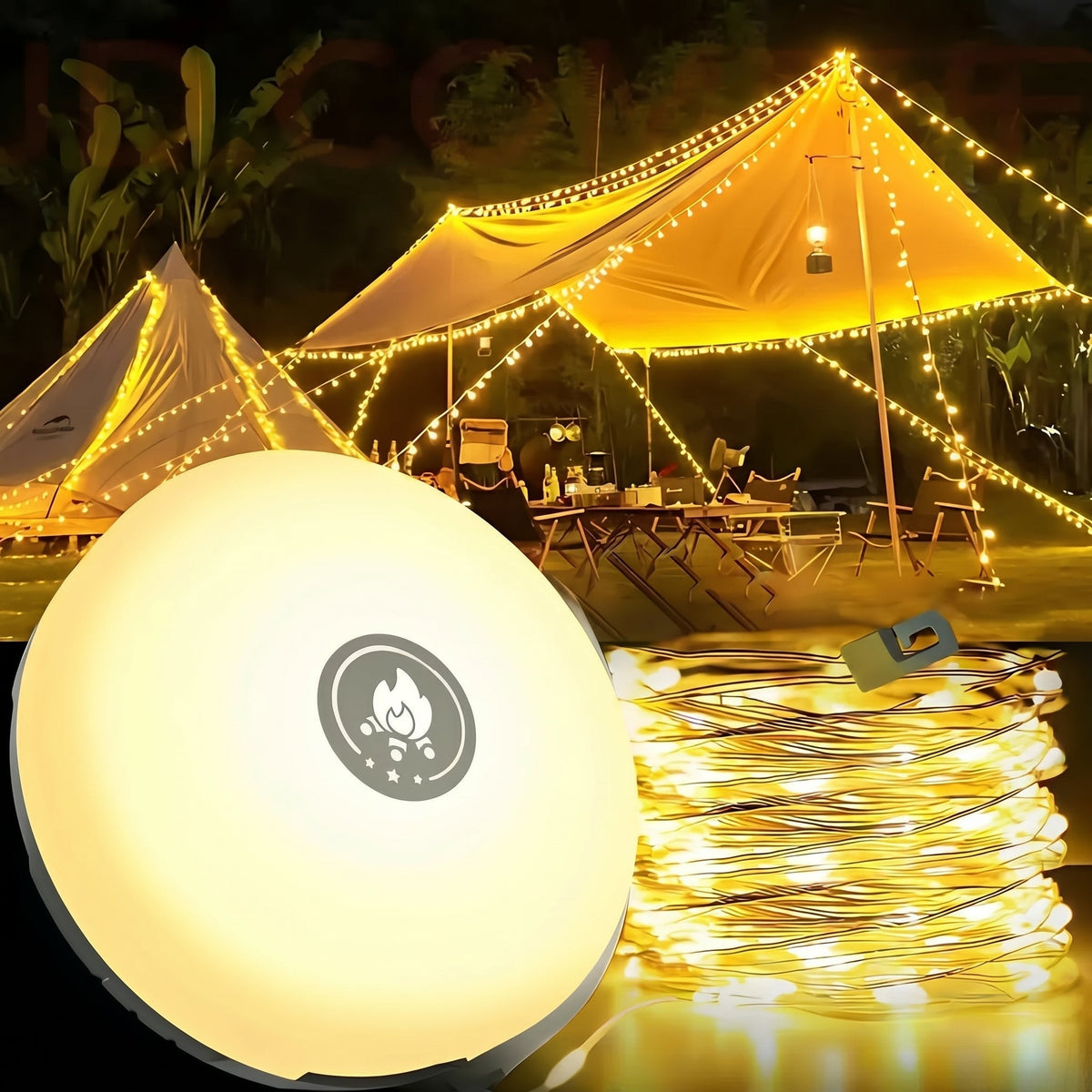 Lampa kempingowa 4 w 1 - zwijany łańcuch świetlny LED – widok produktu 1 | Ionotix