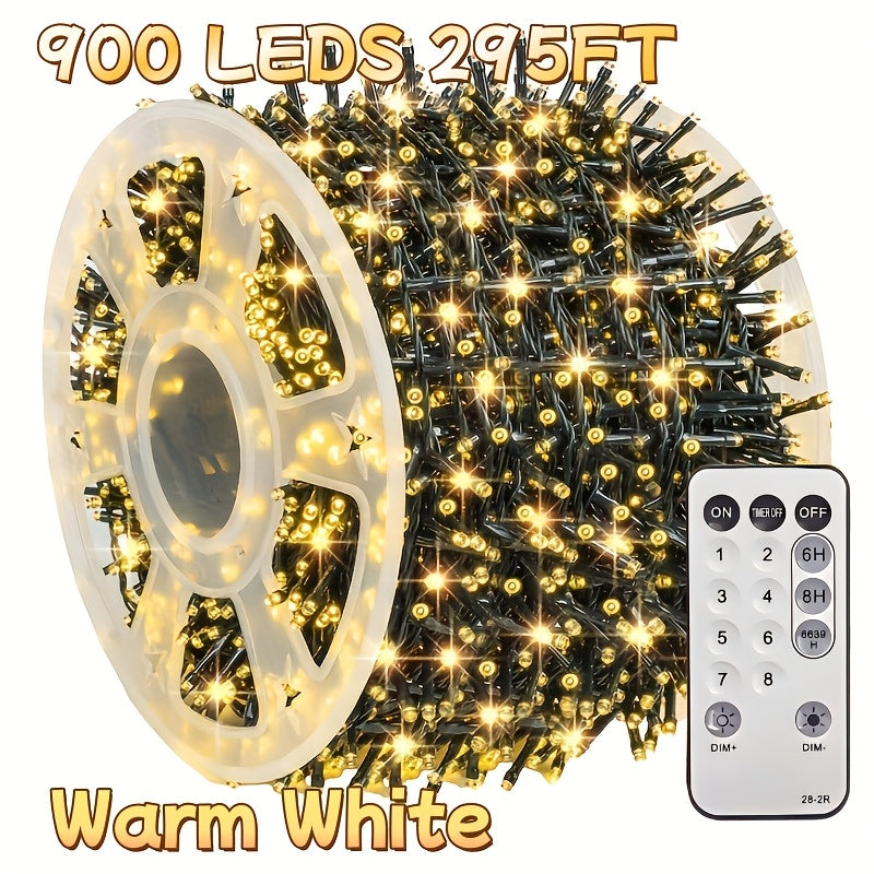 Lampki choinkowe 900 LED 90 m - 8 trybów, pilot z timerem, 4 poziomy jasności | zielony przewód - widok produktu 3 | Ionotix