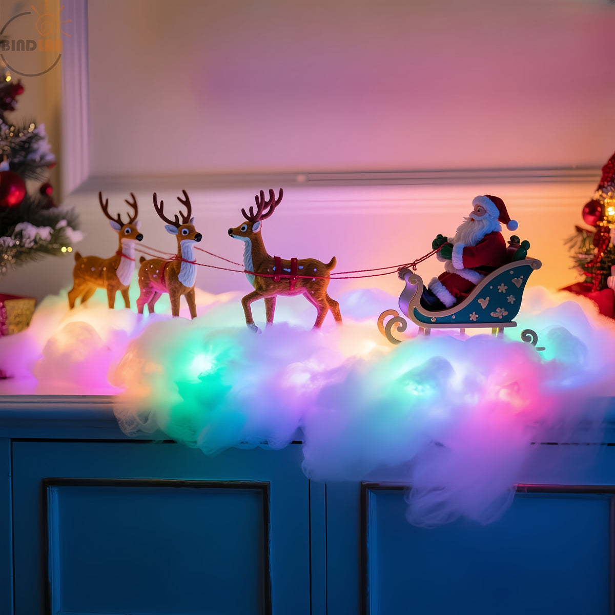Lampki LED chmurka RGB 198 cm - reakcja na muzykę, zasilanie USB | zestaw DIY z watą - widok produktu 5 | Ionotix