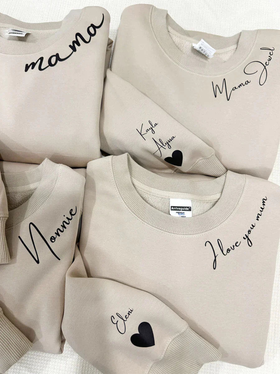 Bluza z imionami dzieci na rękawie – prezent dla mamy