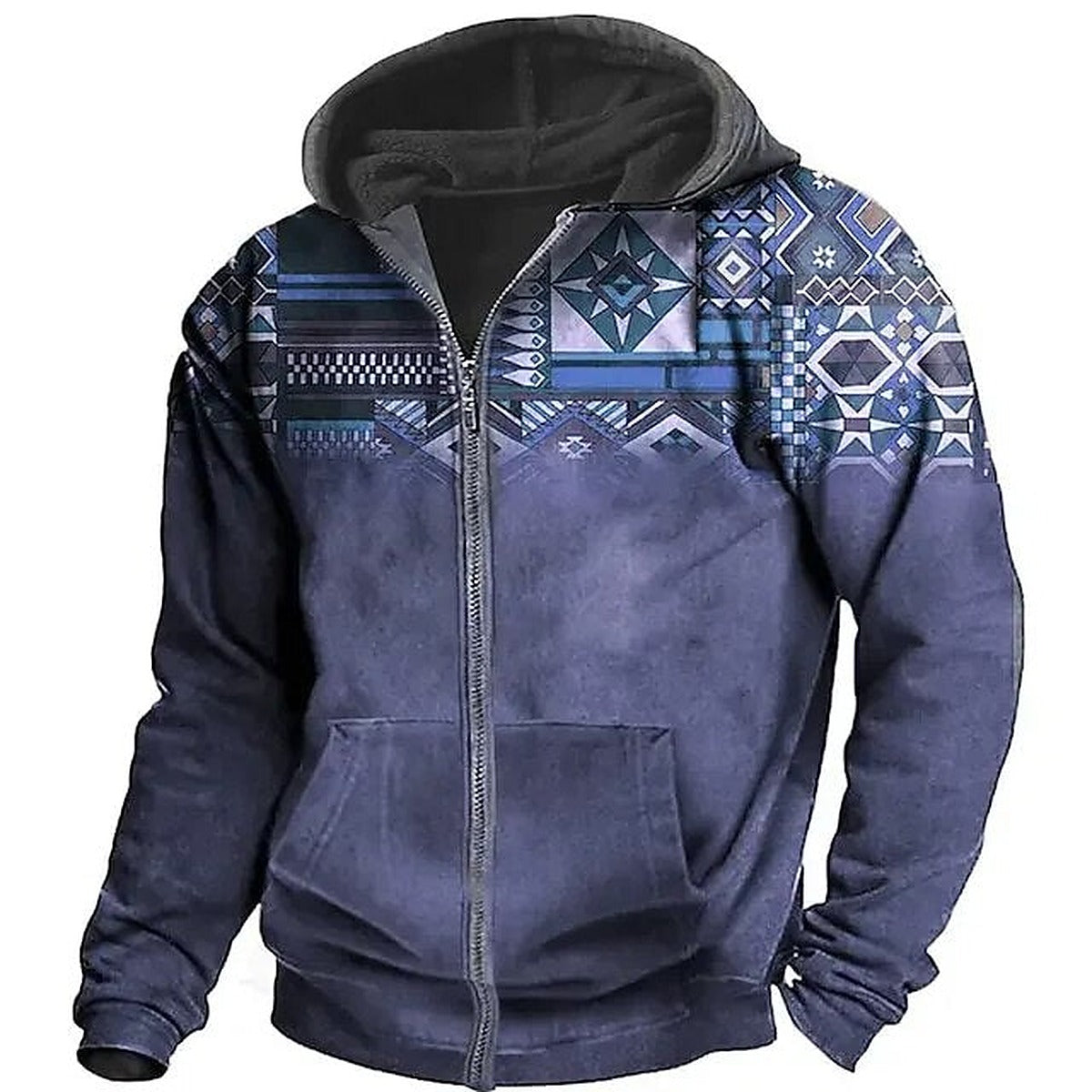 Męska bluza z kapturem na zamek ze wzorem azteckim - widok produktu 6 | Ionotix