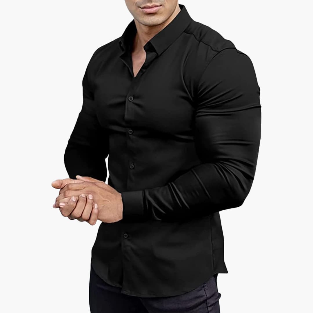 Męska Elegancka Slim Fit Koszula Z Guzikami – Długi Rękaw – widok produktu 1 | Ionotix