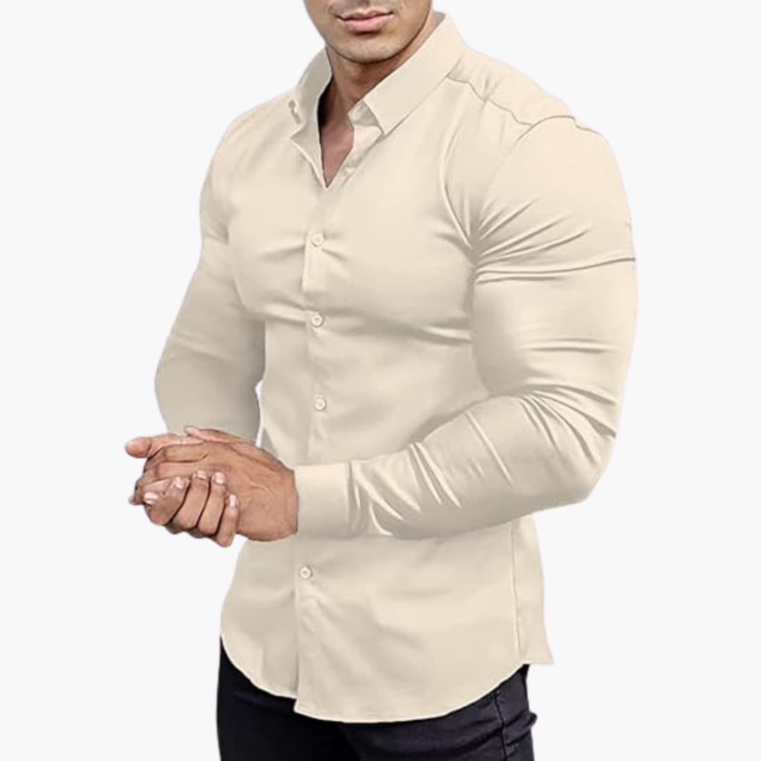 Męska Elegancka Slim Fit Koszula Z Guzikami – Długi Rękaw – widok produktu 3 | Ionotix