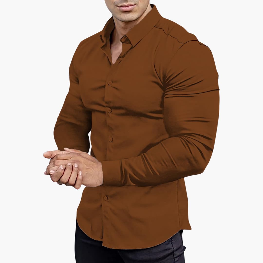 Męska Elegancka Slim Fit Koszula Z Guzikami – Długi Rękaw – widok produktu 4 | Ionotix