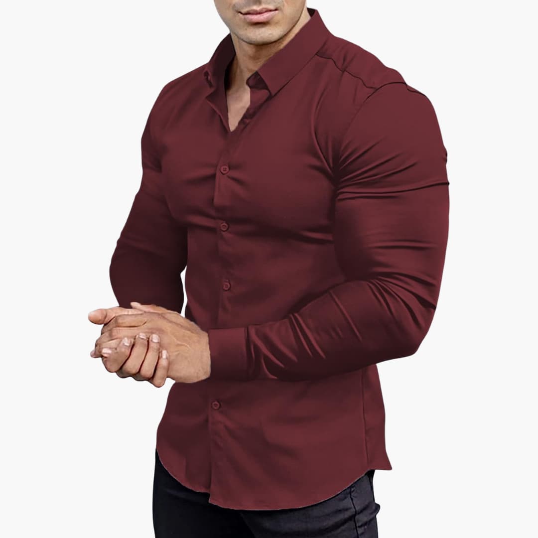 Męska Elegancka Slim Fit Koszula Z Guzikami – Długi Rękaw – widok produktu 6 | Ionotix