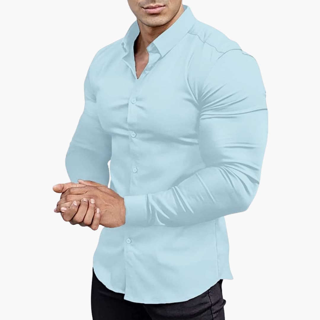 Męska Elegancka Slim Fit Koszula Z Guzikami – Długi Rękaw – widok produktu 7 | Ionotix
