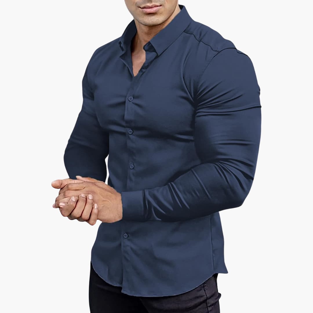 Męska Elegancka Slim Fit Koszula Z Guzikami – Długi Rękaw – widok produktu 8 | Ionotix