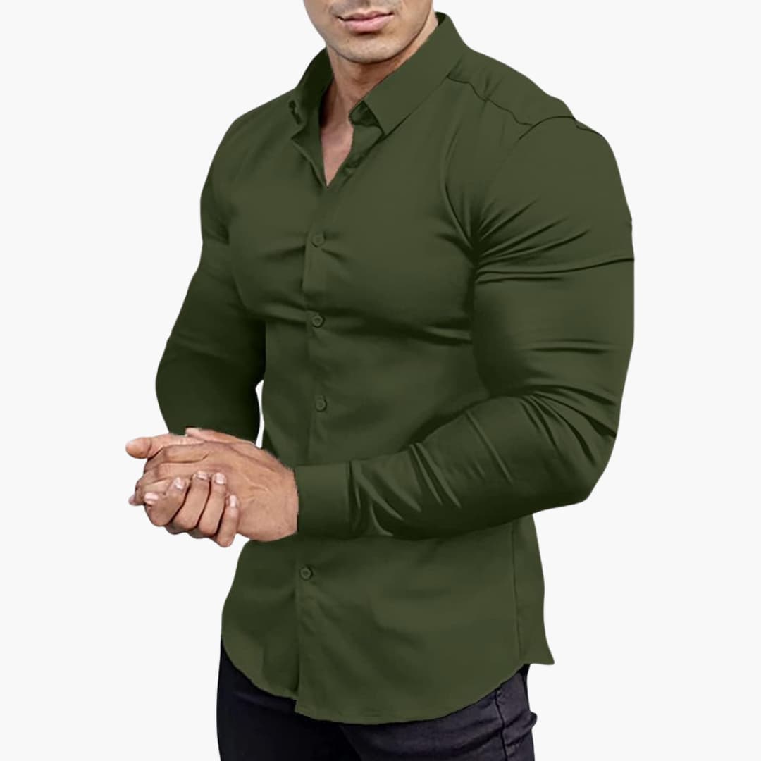 Męska Elegancka Slim Fit Koszula Z Guzikami – Długi Rękaw – widok produktu 9 | Ionotix