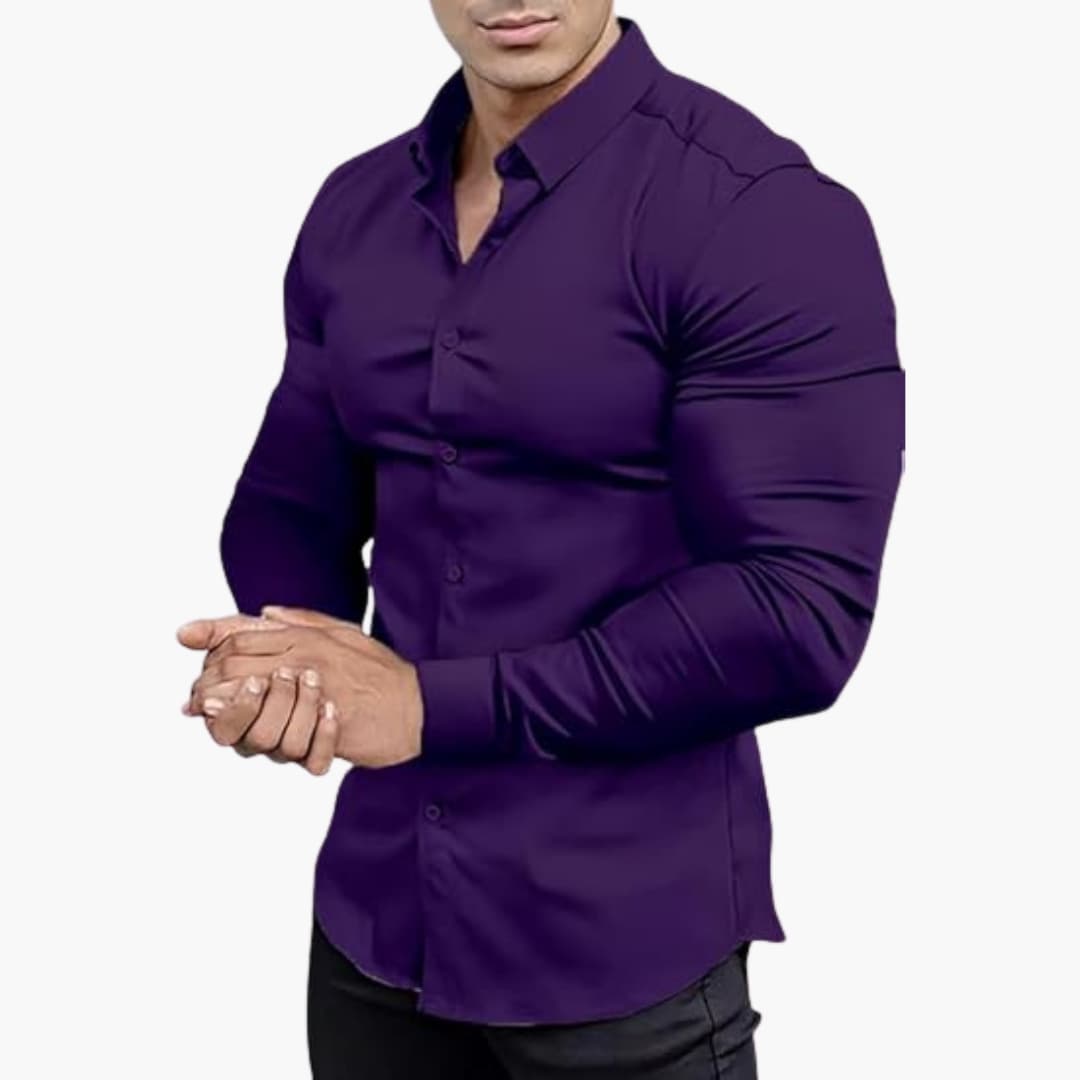 Męska Elegancka Slim Fit Koszula Z Guzikami – Długi Rękaw – widok produktu 11 | Ionotix