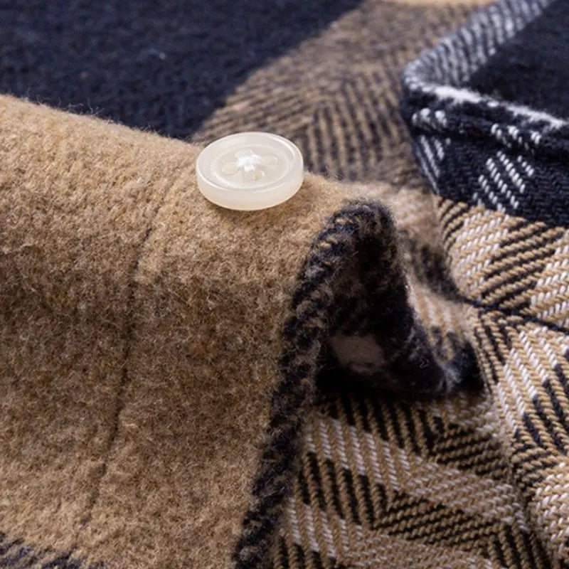 Męska koszula flanelowa w kratę z zapinanym kołnierzykiem - widok produktu 16 | Ionotix