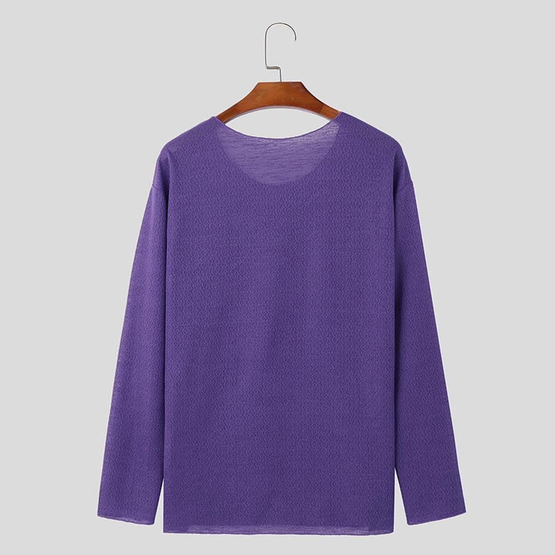 Męski Casualowy Sweter Z Długim Rękawem – Okrągły Dekolt – widok produktu 13 | Ionotix