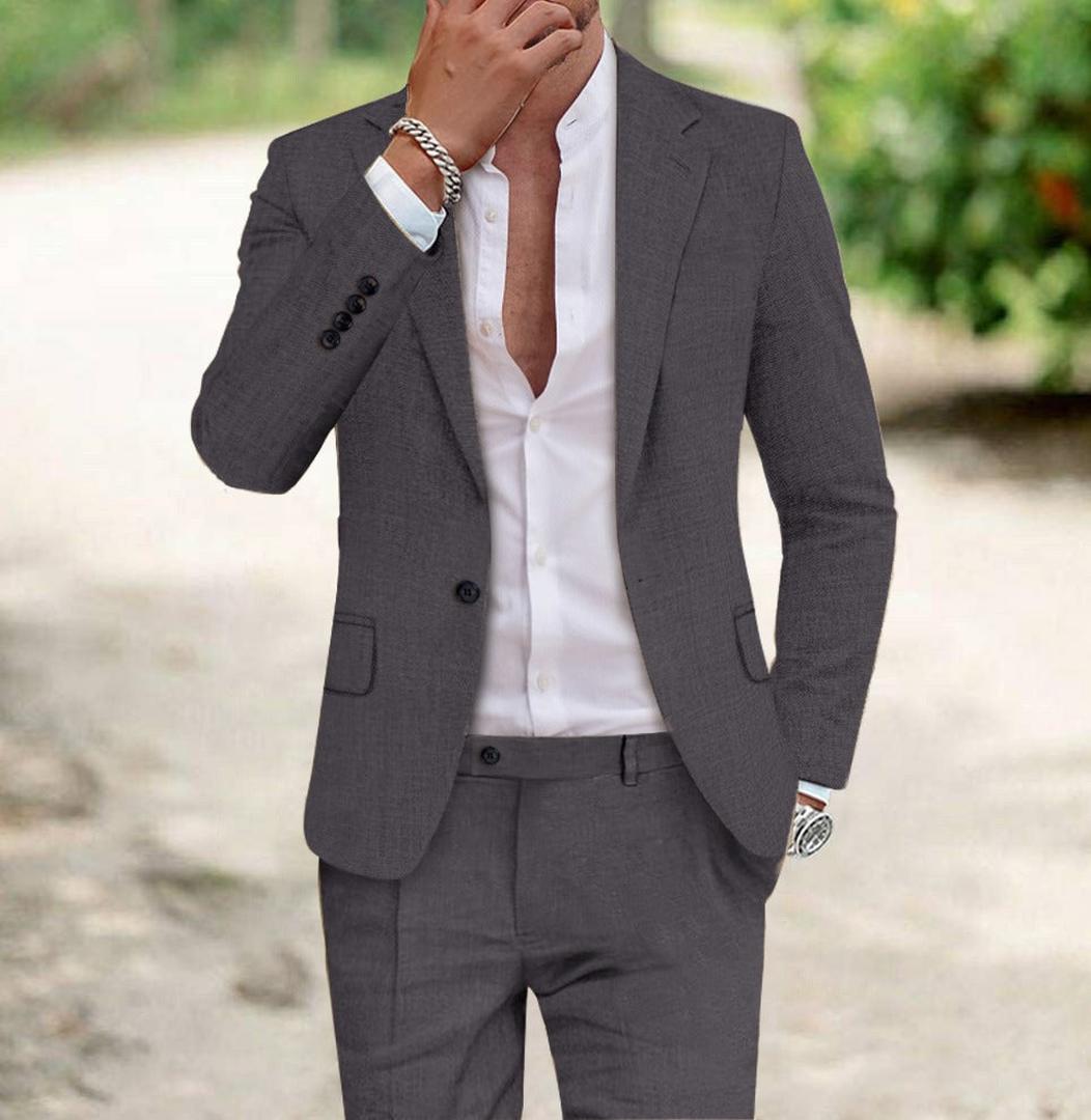 Męski dwuczęściowy garnitur slim fit z marynarką i spodniami – widok produktu 2 | Ionotix