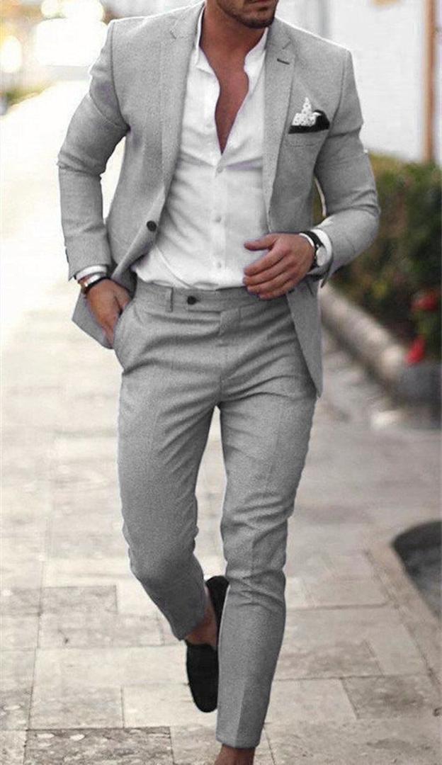 Męski dwuczęściowy garnitur slim fit z marynarką i spodniami – widok produktu 3 | Ionotix