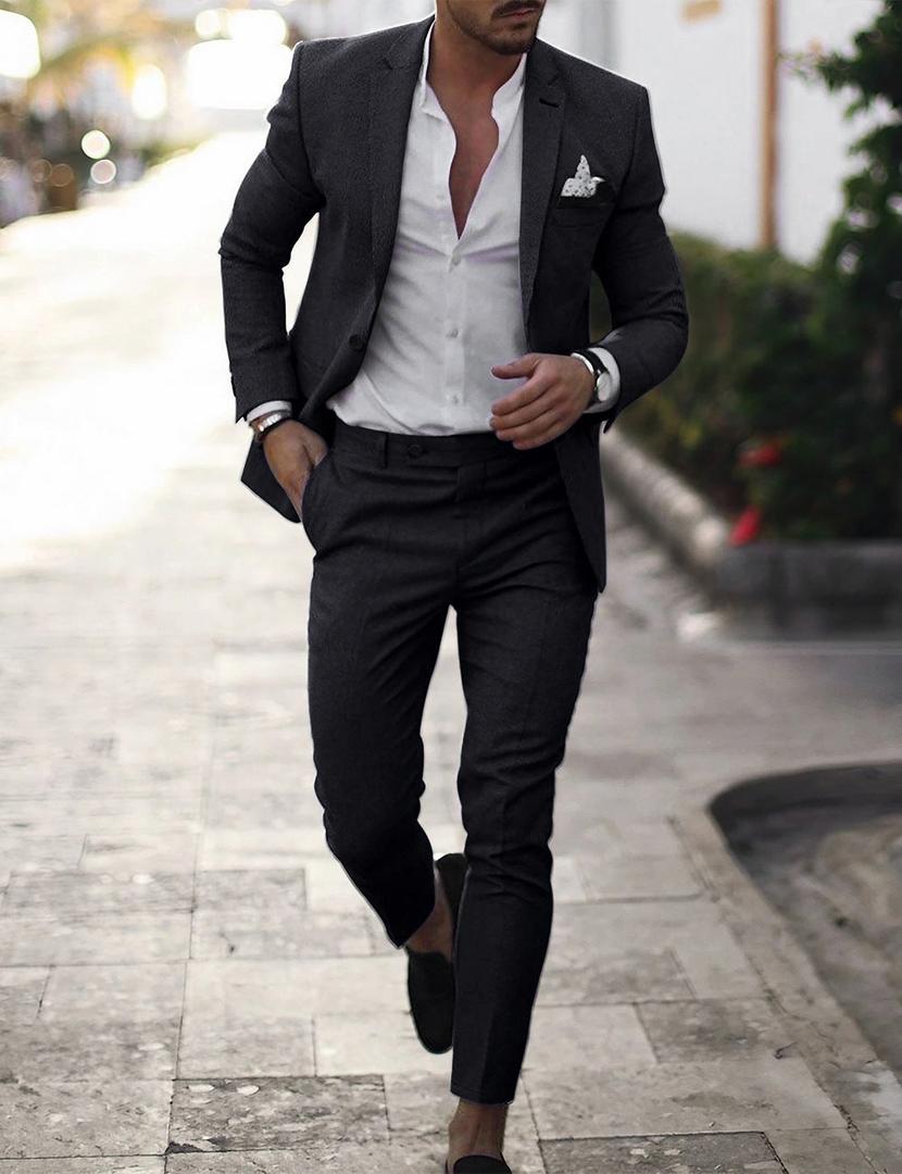 Męski dwuczęściowy garnitur slim fit z marynarką i spodniami – widok produktu 5 | Ionotix