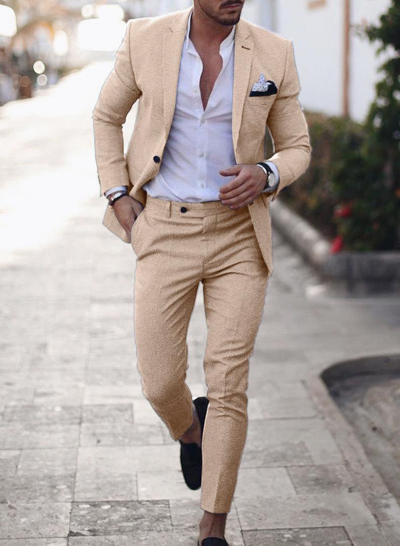 Męski dwuczęściowy garnitur slim fit z marynarką i spodniami – widok produktu 7 | Ionotix