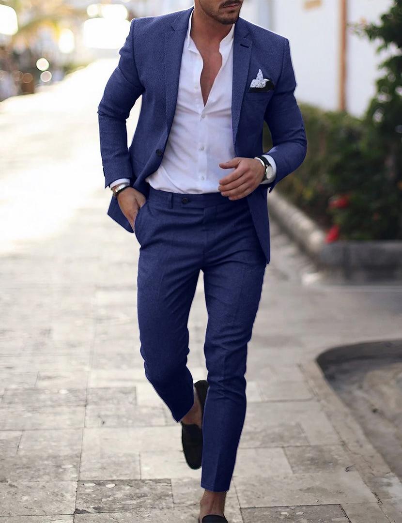 Męski dwuczęściowy garnitur slim fit z marynarką i spodniami – widok produktu 9 | Ionotix