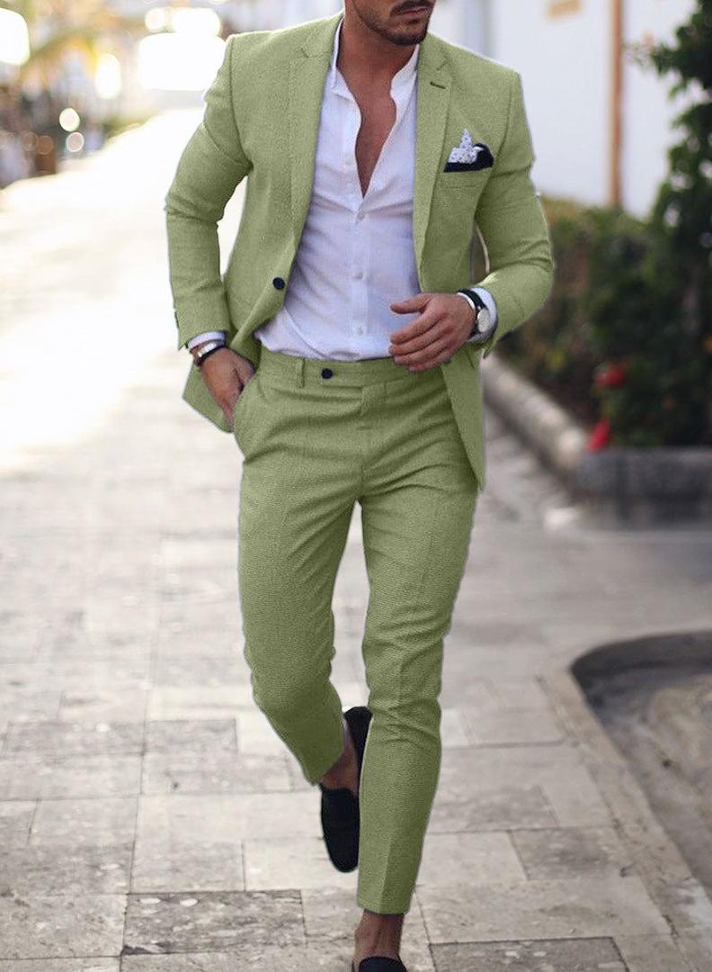 Męski dwuczęściowy garnitur slim fit z marynarką i spodniami – widok produktu 10 | Ionotix