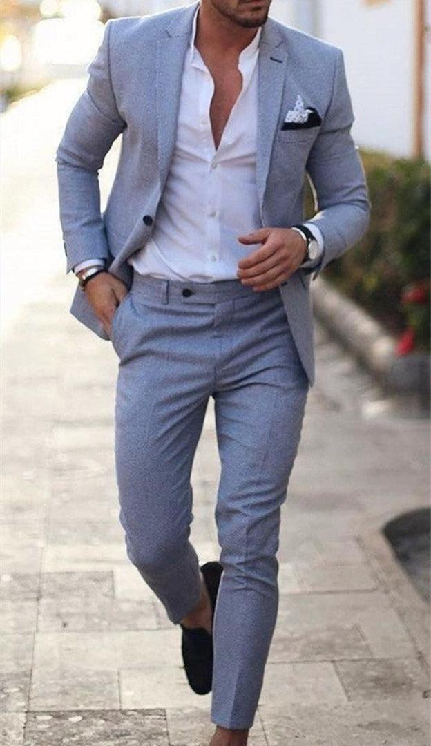 Męski dwuczęściowy garnitur slim fit z marynarką i spodniami – widok produktu 11 | Ionotix