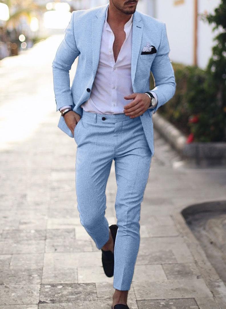Męski dwuczęściowy garnitur slim fit z marynarką i spodniami – widok produktu 12 | Ionotix