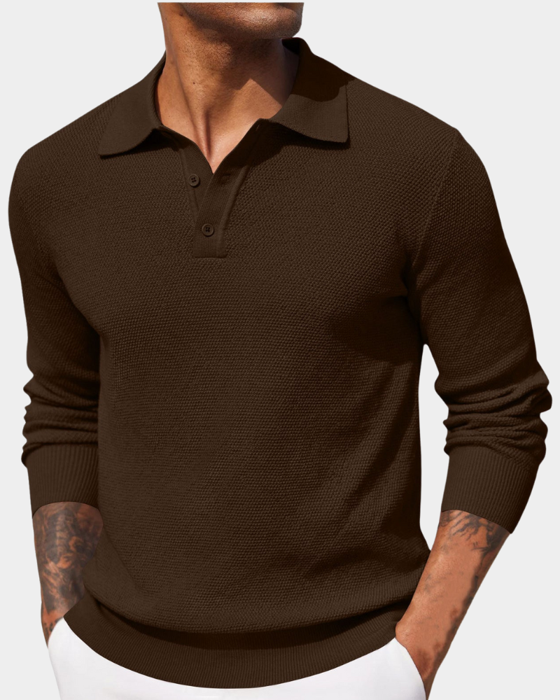 Męski dzianinowy sweter polo z kołnierzykiem i guzikami - widok produktu 6 | Ionotix