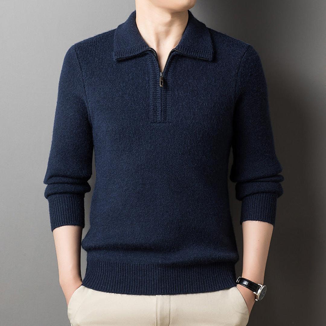 Męski dzianinowy sweter z kołnierzem zapinanym na zamek – widok produktu 3 | Ionotix