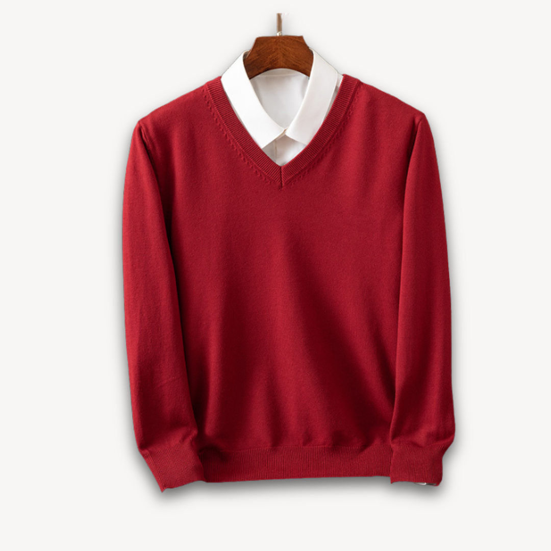Męski kaszmirowy sweter dzianinowy z dekoltem V – widok produktu 8 | Ionotix
