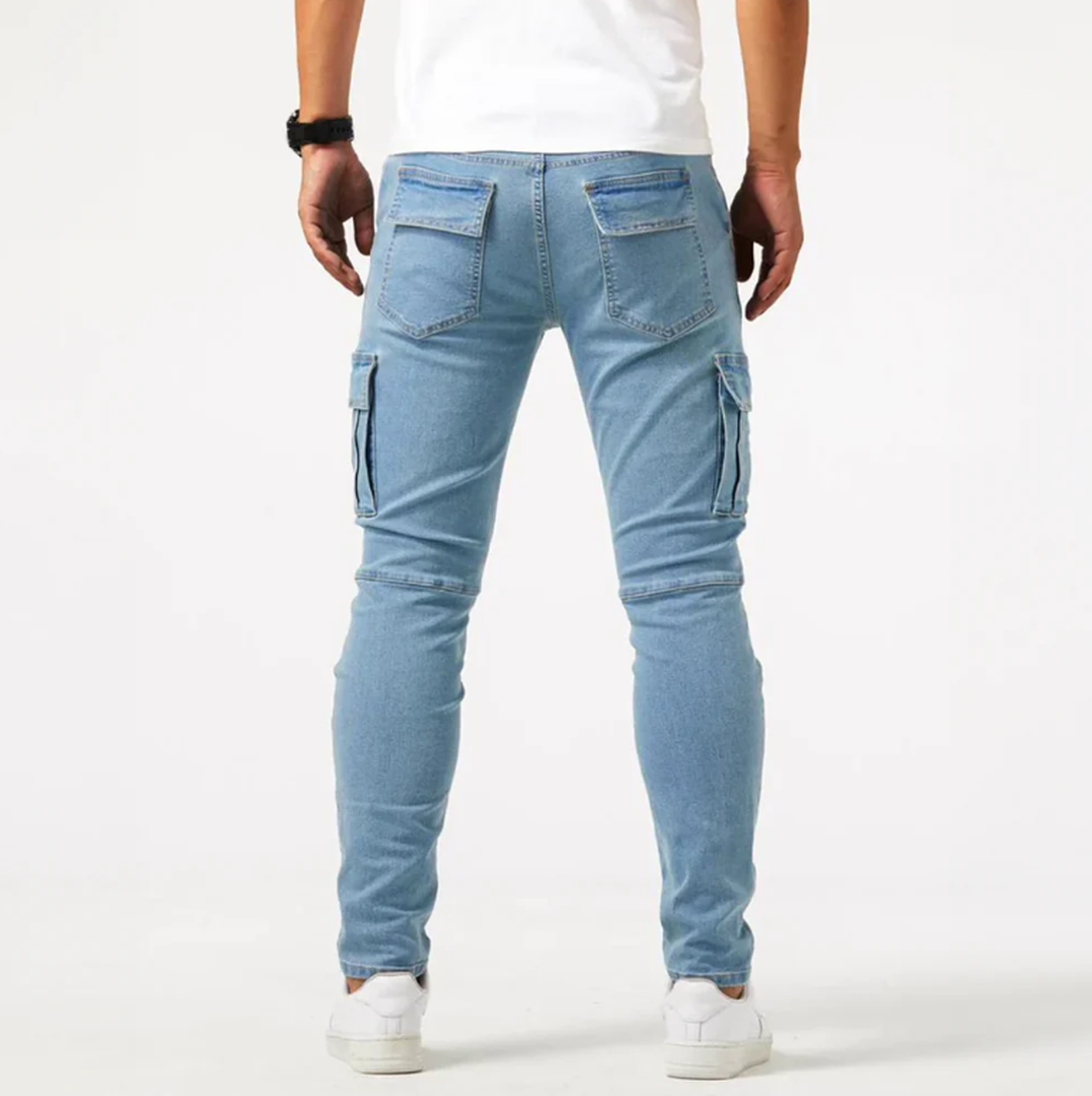 Męskie jeansy cargo skinny z kieszeniami – widok produktu 4 | Ionotix