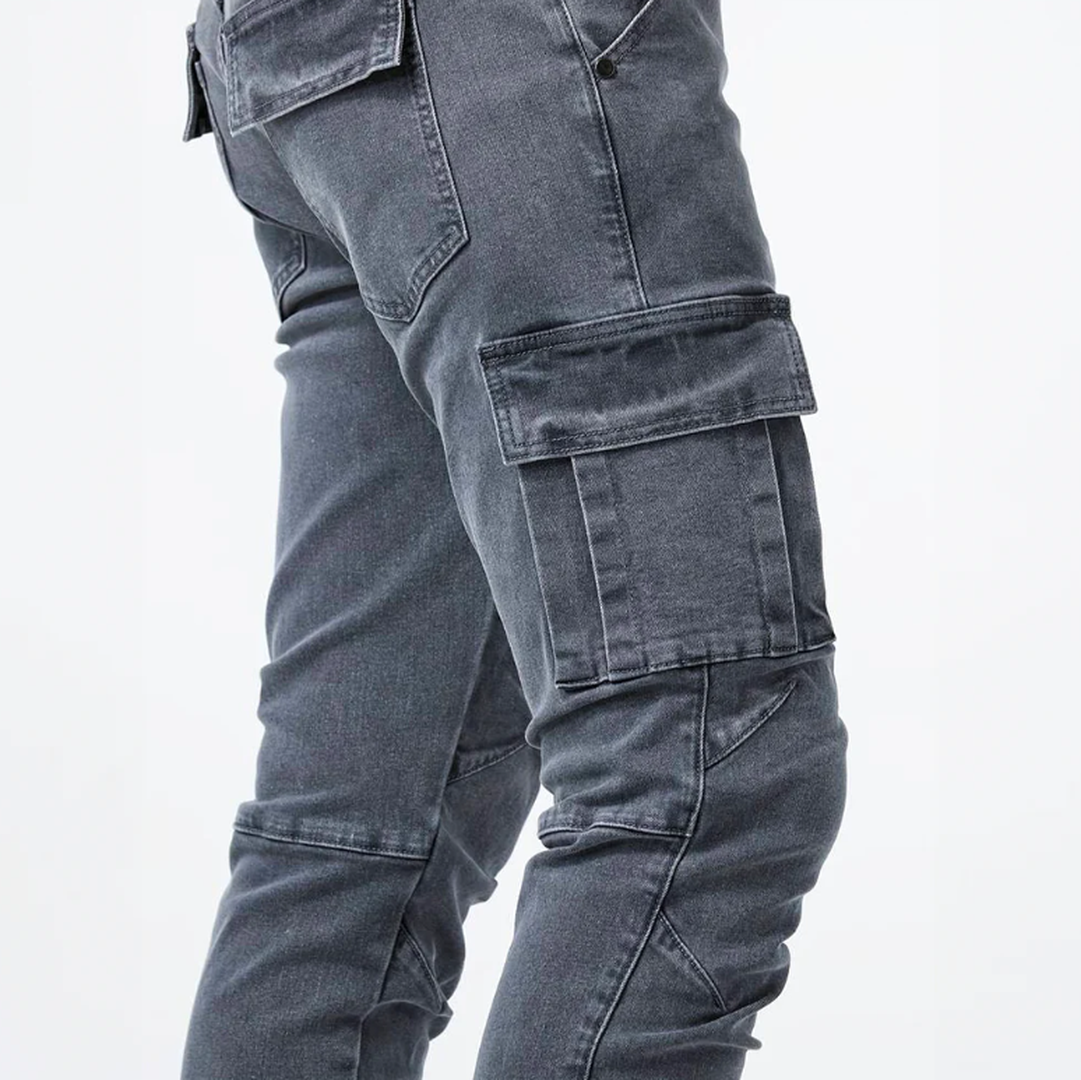 Męskie jeansy cargo skinny z kieszeniami – widok produktu 5 | Ionotix