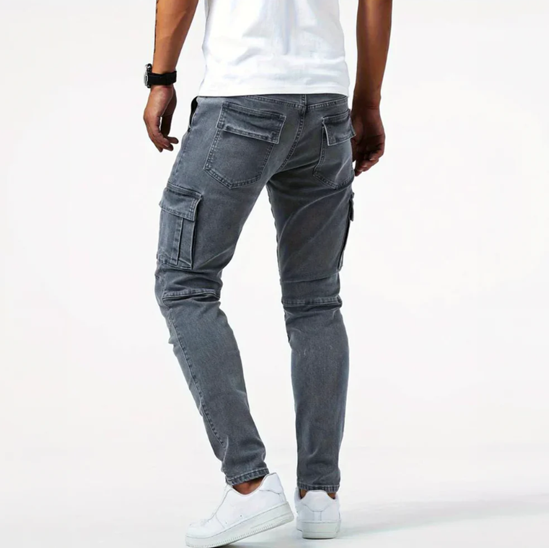 Męskie jeansy cargo skinny z kieszeniami – widok produktu 6 | Ionotix