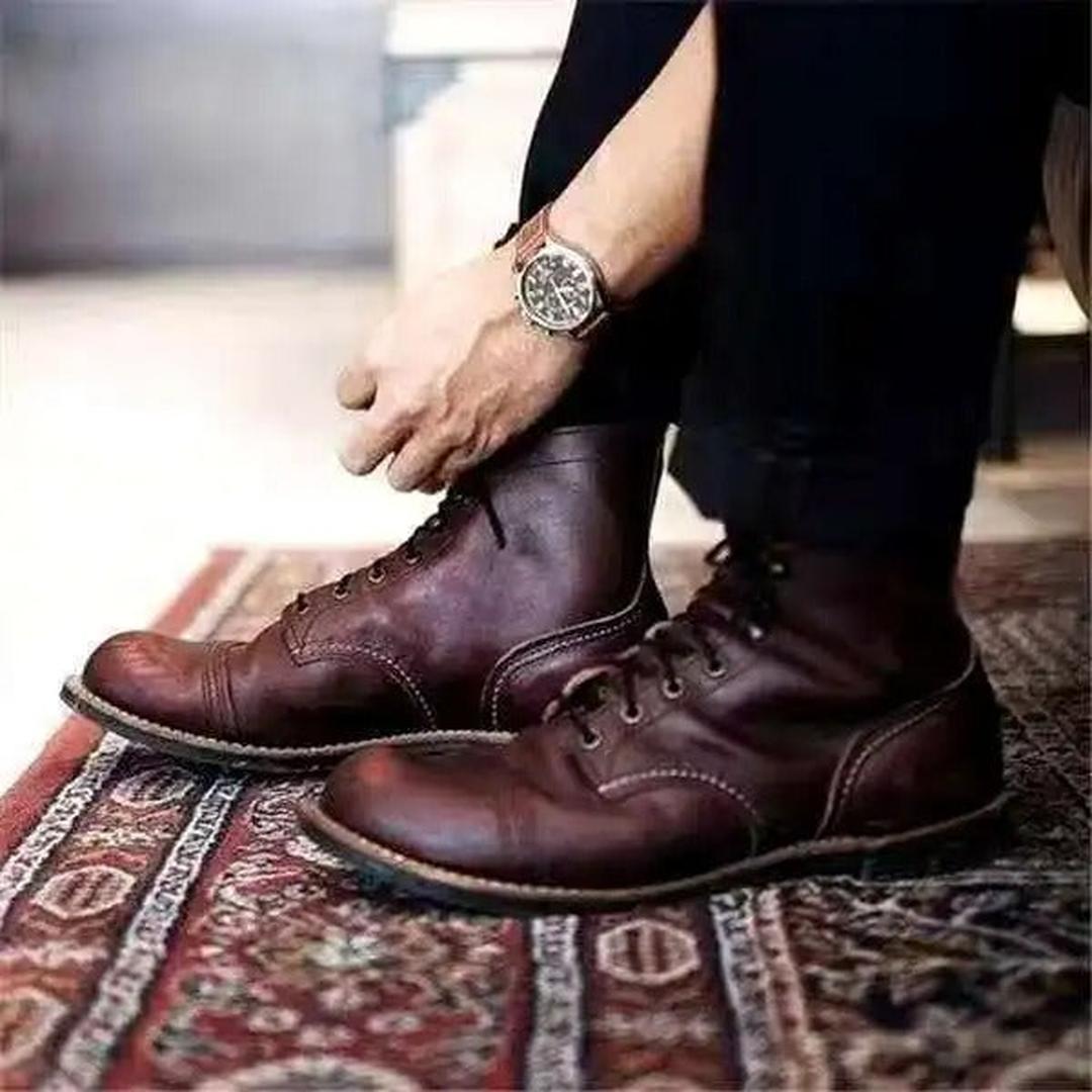 Męskie Stylowe Botki Za Kostkę – Vintage – widok produktu 3 | Ionotix