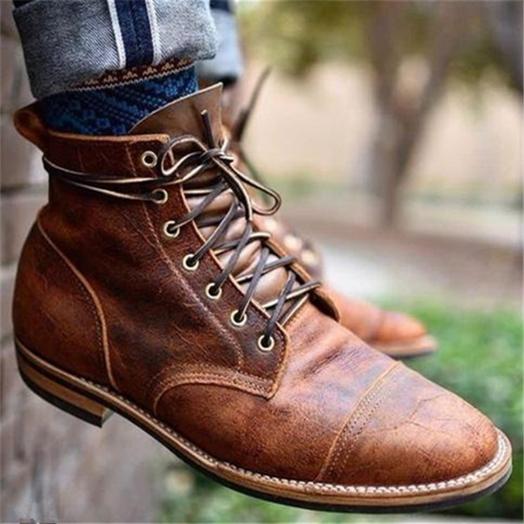 Męskie Stylowe Botki Za Kostkę – Vintage – widok produktu 5 | Ionotix