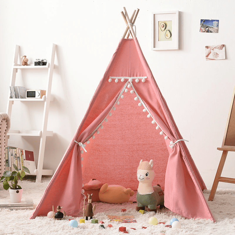 Namiot tipi dla dzieci z okienkami i pomponami – widok produktu 2 | Ionotix
