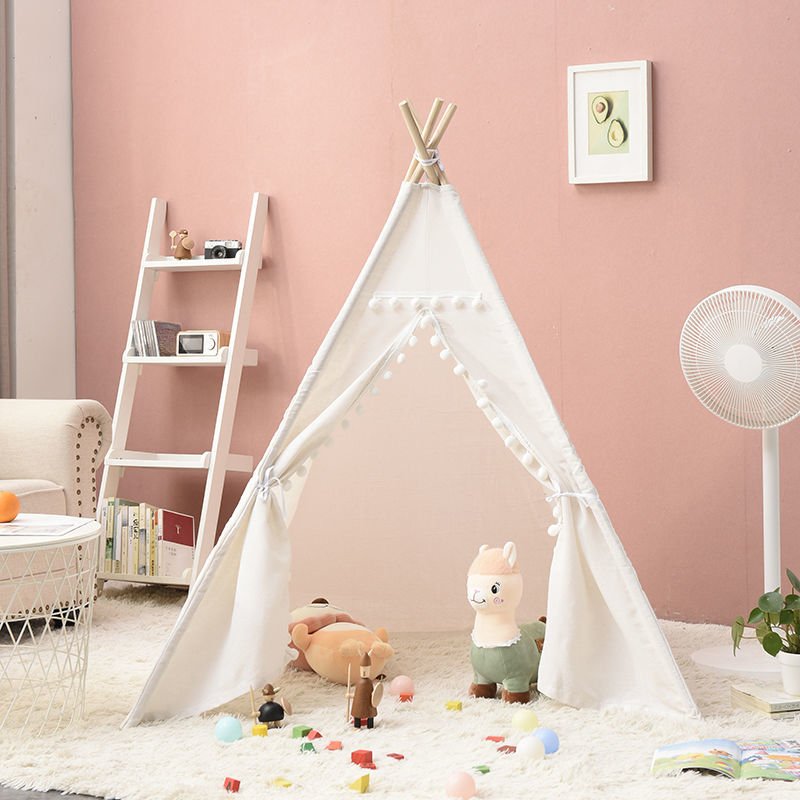 Namiot tipi dla dzieci z okienkami i pomponami – widok produktu 4 | Ionotix