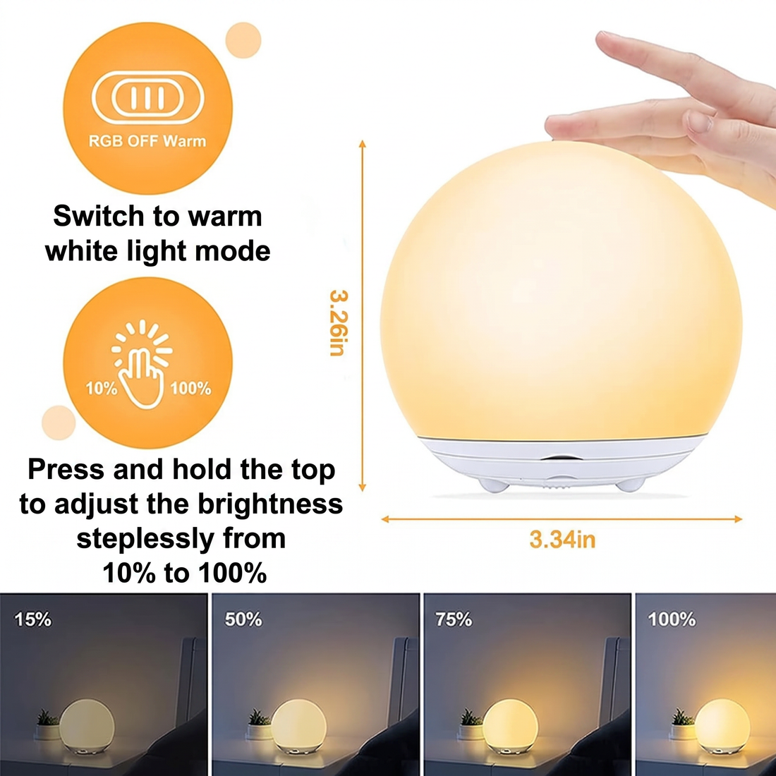 Nocna lampka do karmienia | silikon BPA-free, przyjazna dla oczu – widok produktu 2 | Ionotix