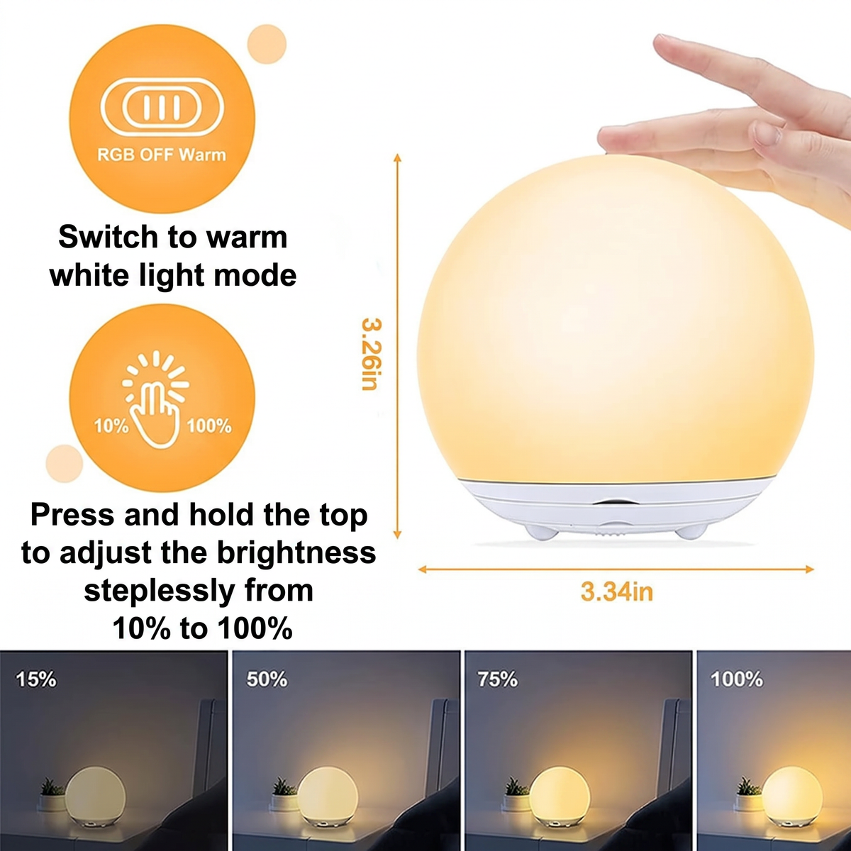 Nocna lampka do karmienia | silikon BPA-free, przyjazna dla oczu – widok produktu 2 | Ionotix
