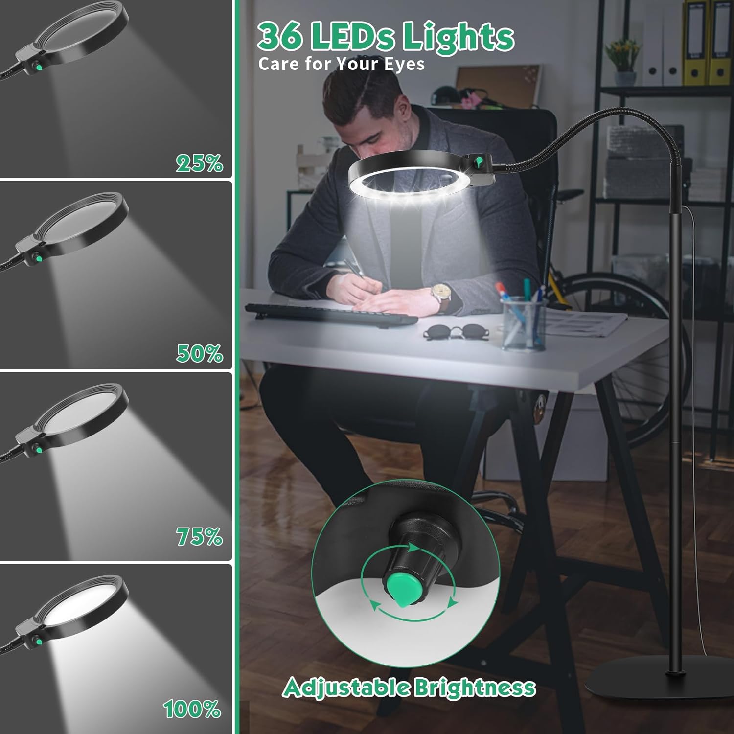 Norvo – lupa LED na całą stronę – czytanie i prace ręczne bez trzymania w ręku – widok produktu 3 | Ionotix