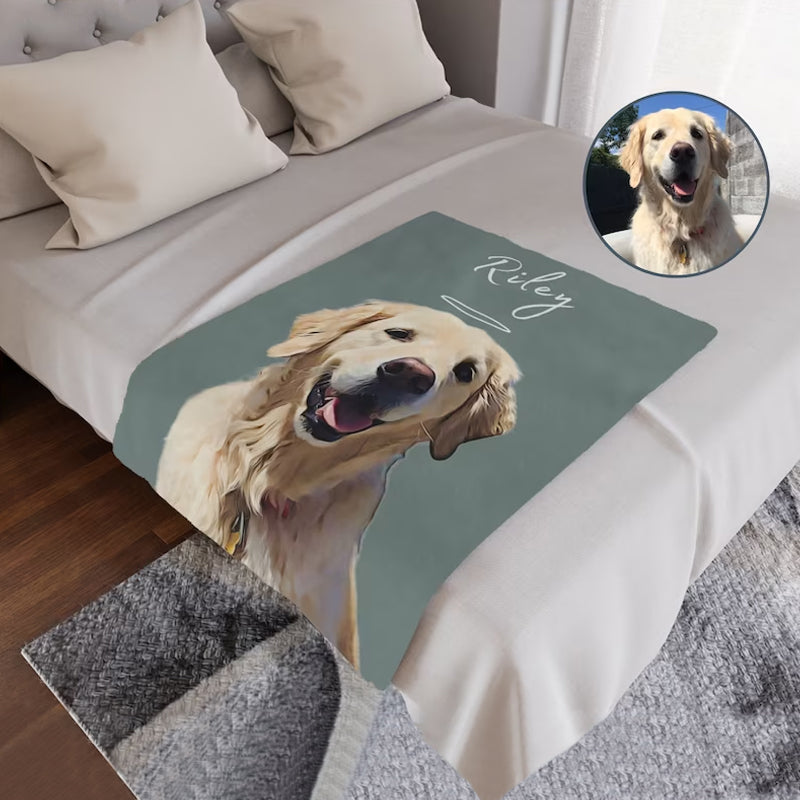 Personalizowany koc z portretem kota i imieniem