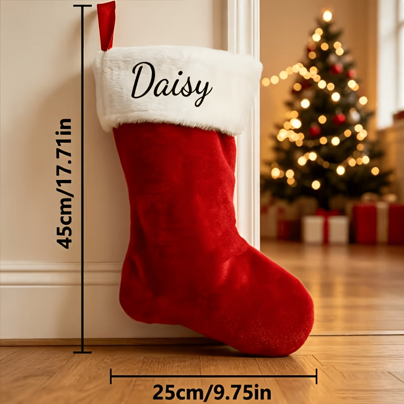 Personalizowana skarpeta świąteczna pluszowa - imię lub tekst na mankiecie | 45 x 25 cm - widok produktu 3 | Ionotix