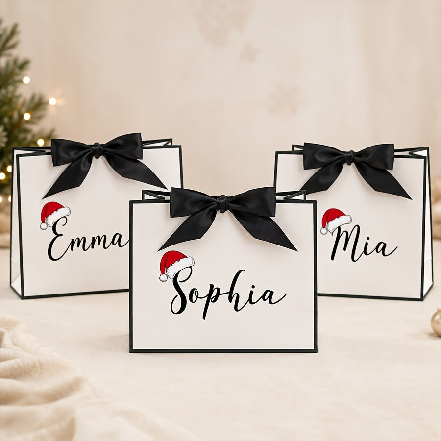 Personalizowana torebka prezentowa papierowa - nadruk imienia, kokarda ze wstążki | 32 x 25 x 11 cm - widok produktu 9 | Ionotix