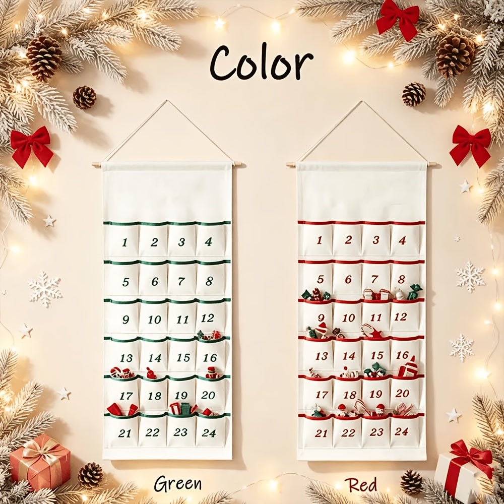 Personalizowany kalendarz adwentowy - haftowane imię, 24 kieszonki do zawieszenia | 45 x 100 cm - widok produktu 6 | Ionotix