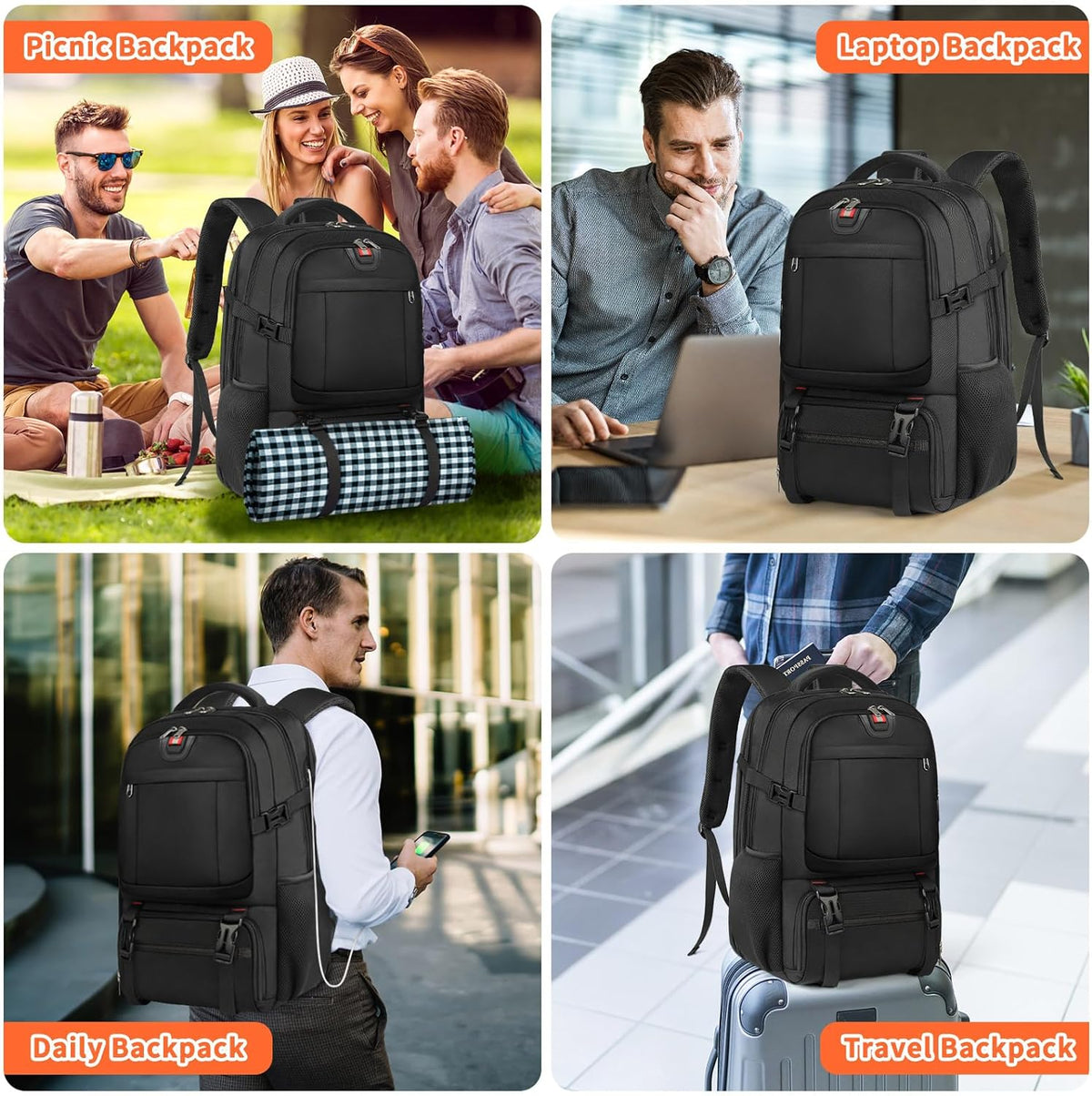 Plecak podróżny XL z portem USB - na laptopa i lunch – widok produktu 2 | Ionotix
