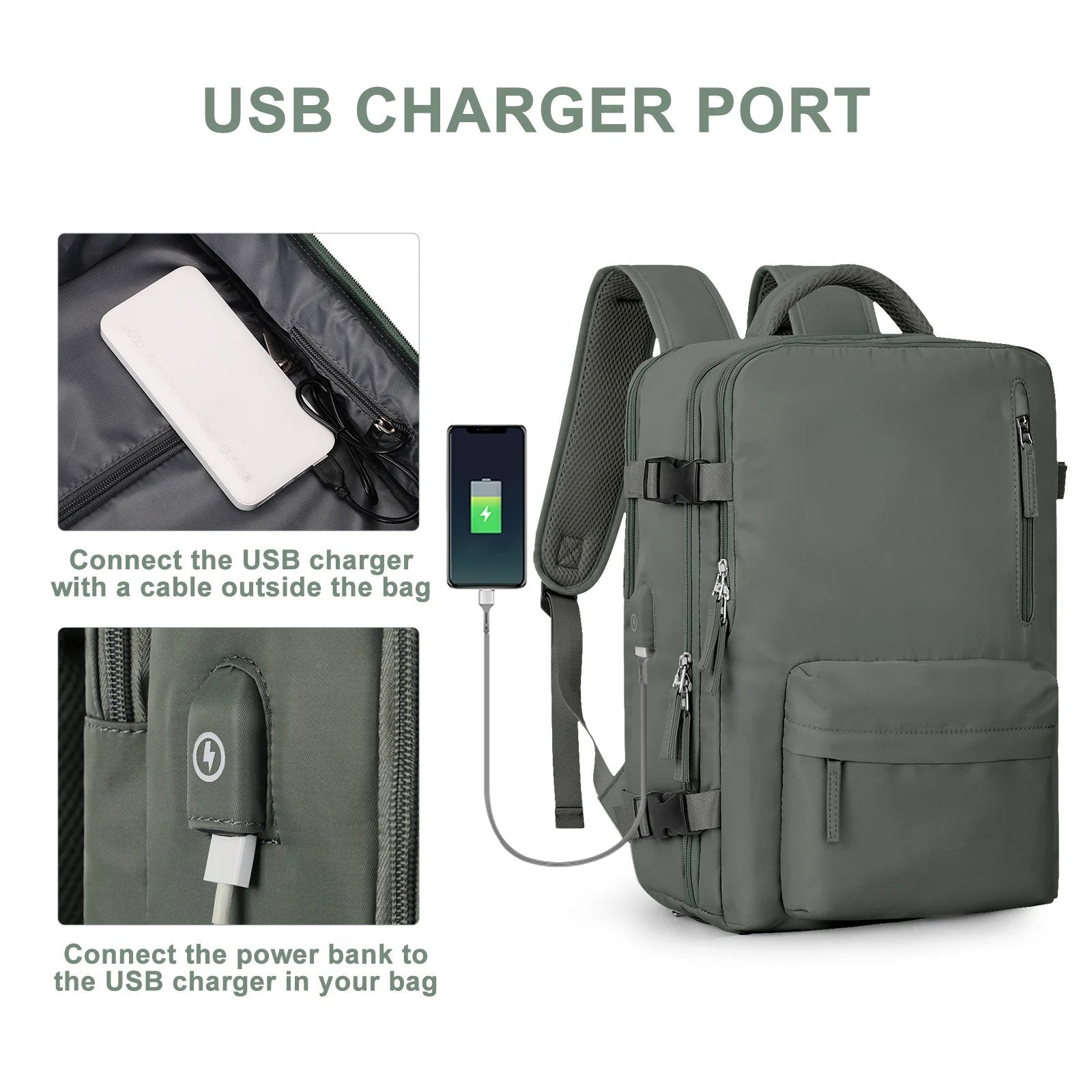 Plecario – plecak podróżny damski 35L – port USB – widok produktu 6 | Ionotix