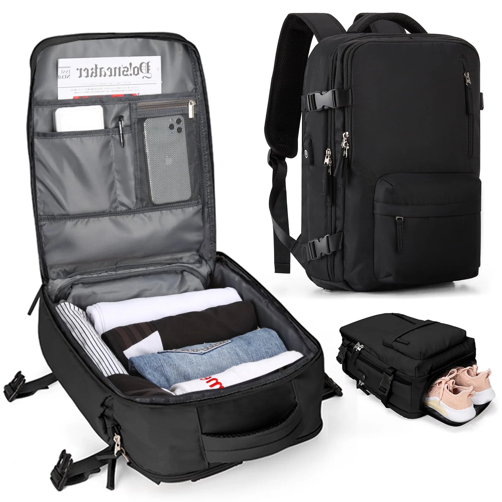 Plecario – plecak podróżny damski 35L – port USB – widok produktu 8 | Ionotix