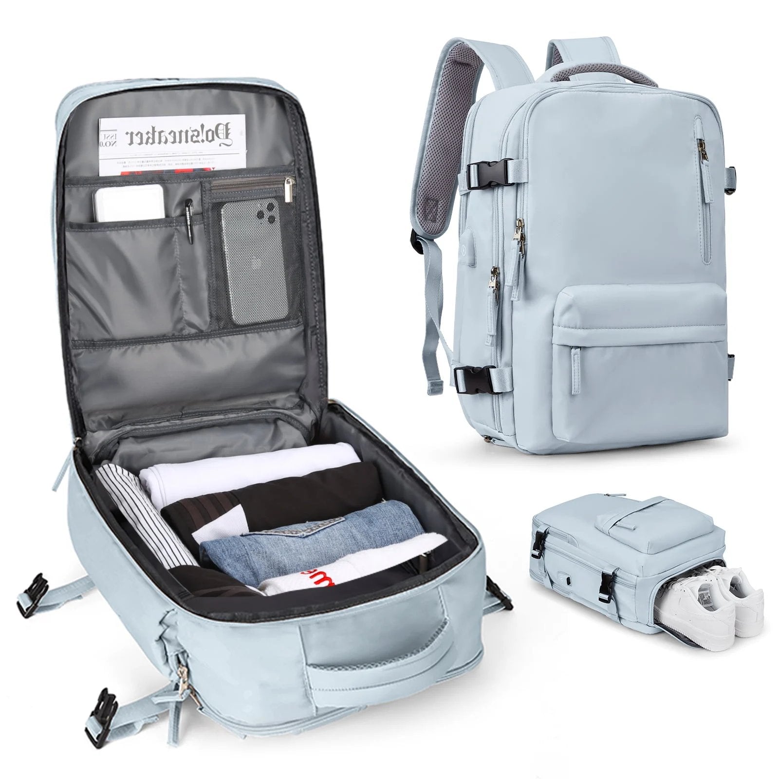 Plecario – plecak podróżny damski 35L – port USB – widok produktu 9 | Ionotix