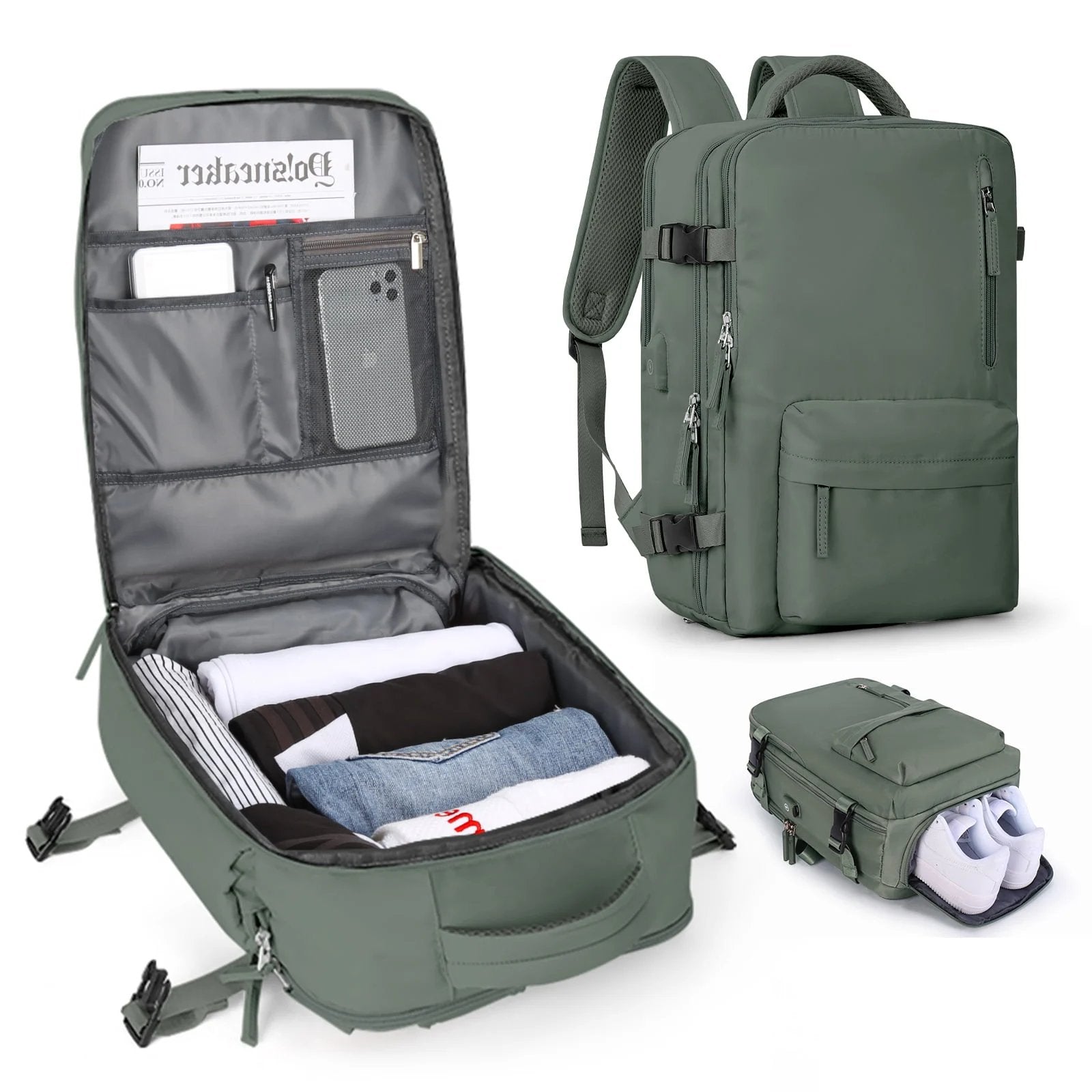 Plecario – plecak podróżny damski 35L – port USB – widok produktu 10 | Ionotix