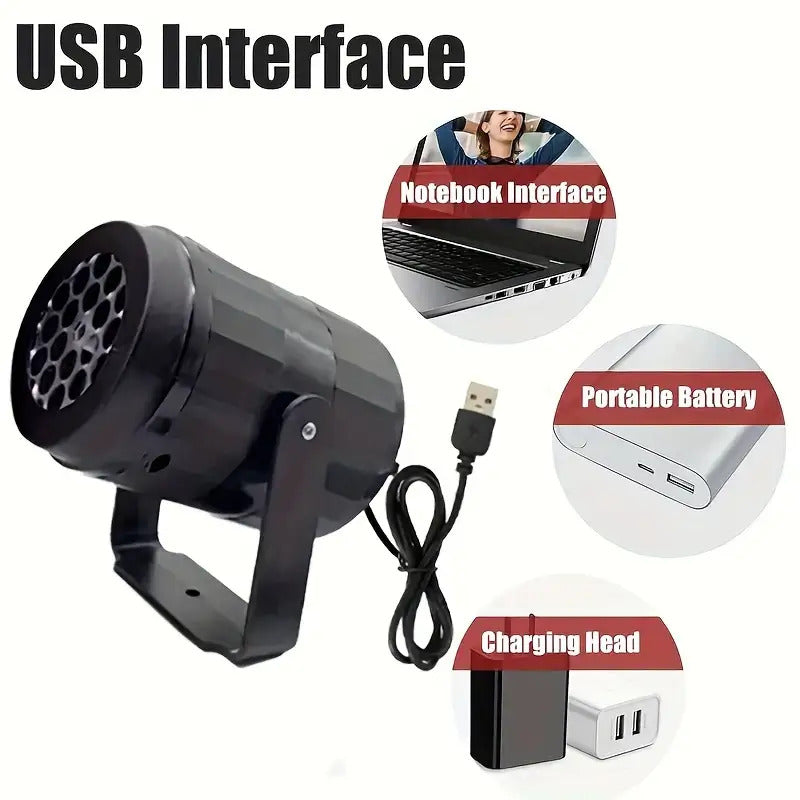 Projektor świąteczny LED płatki śniegu USB - obrotowy wzór, regulowany kąt | 11 x 10,7 cm - widok produktu 8 | Ionotix