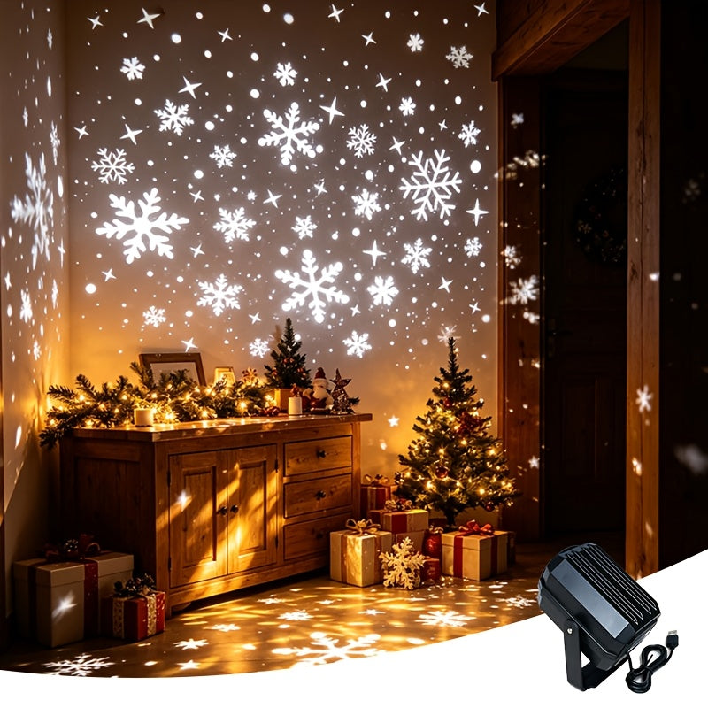Projektor świąteczny LED USB - ruchome płatki śniegu lub motywy świąteczne, regulowany kąt - widok produktu 7 | Ionotix