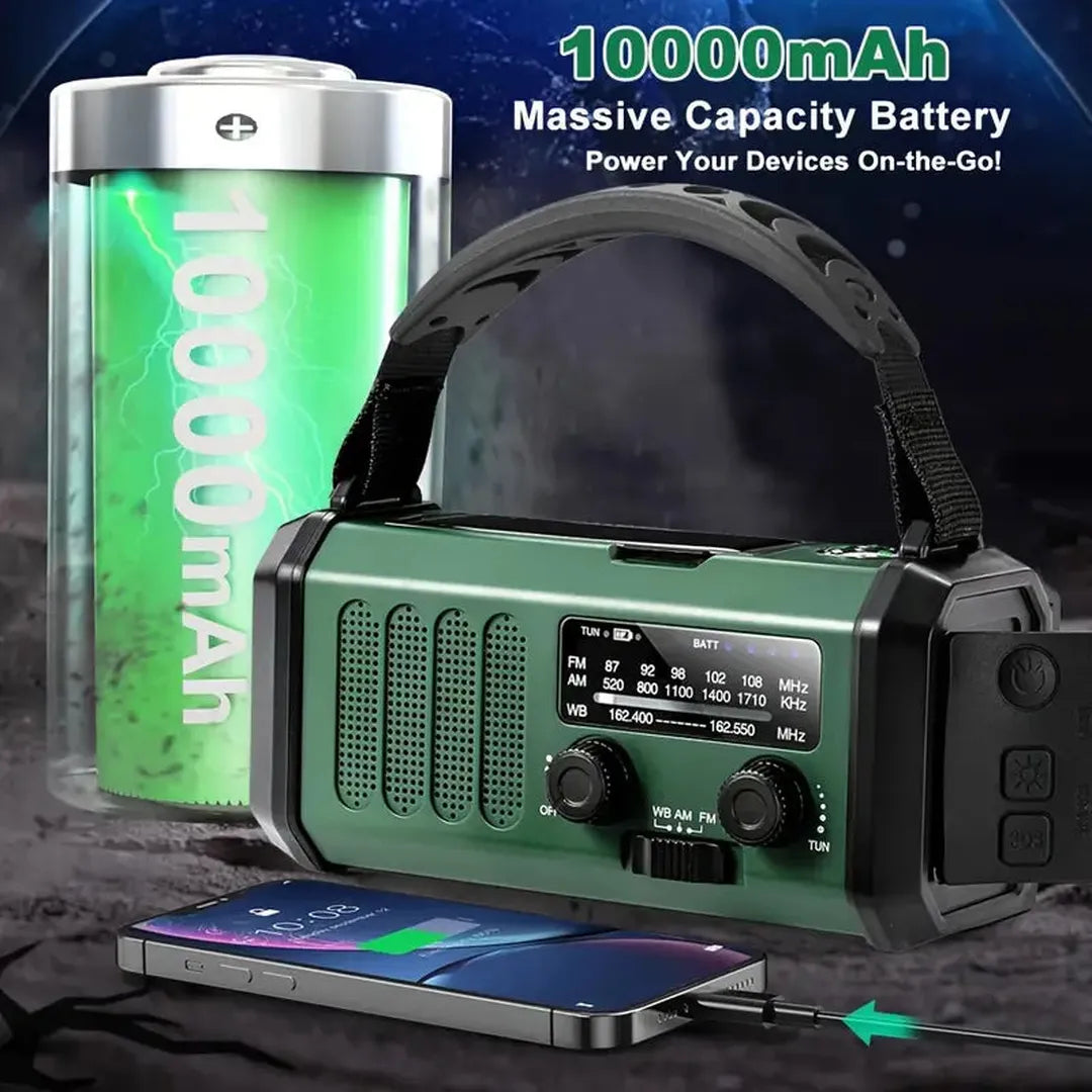 Radio słoneczne i ręczne 10000mAh z latarką – widok produktu 5 | Ionotix