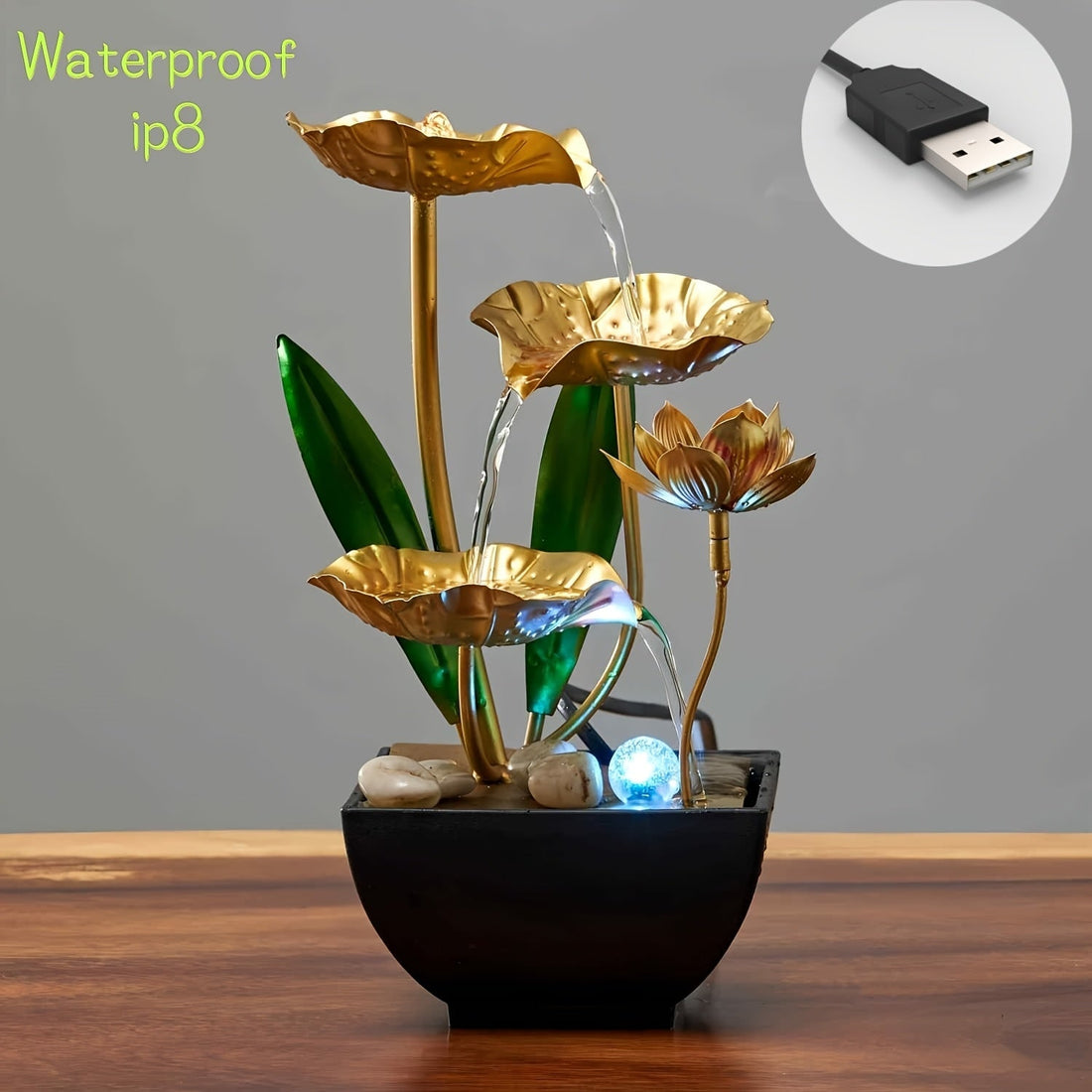 Serene Lotus – kojąca fontanna do wnętrz – widok produktu 3 | Ionotix