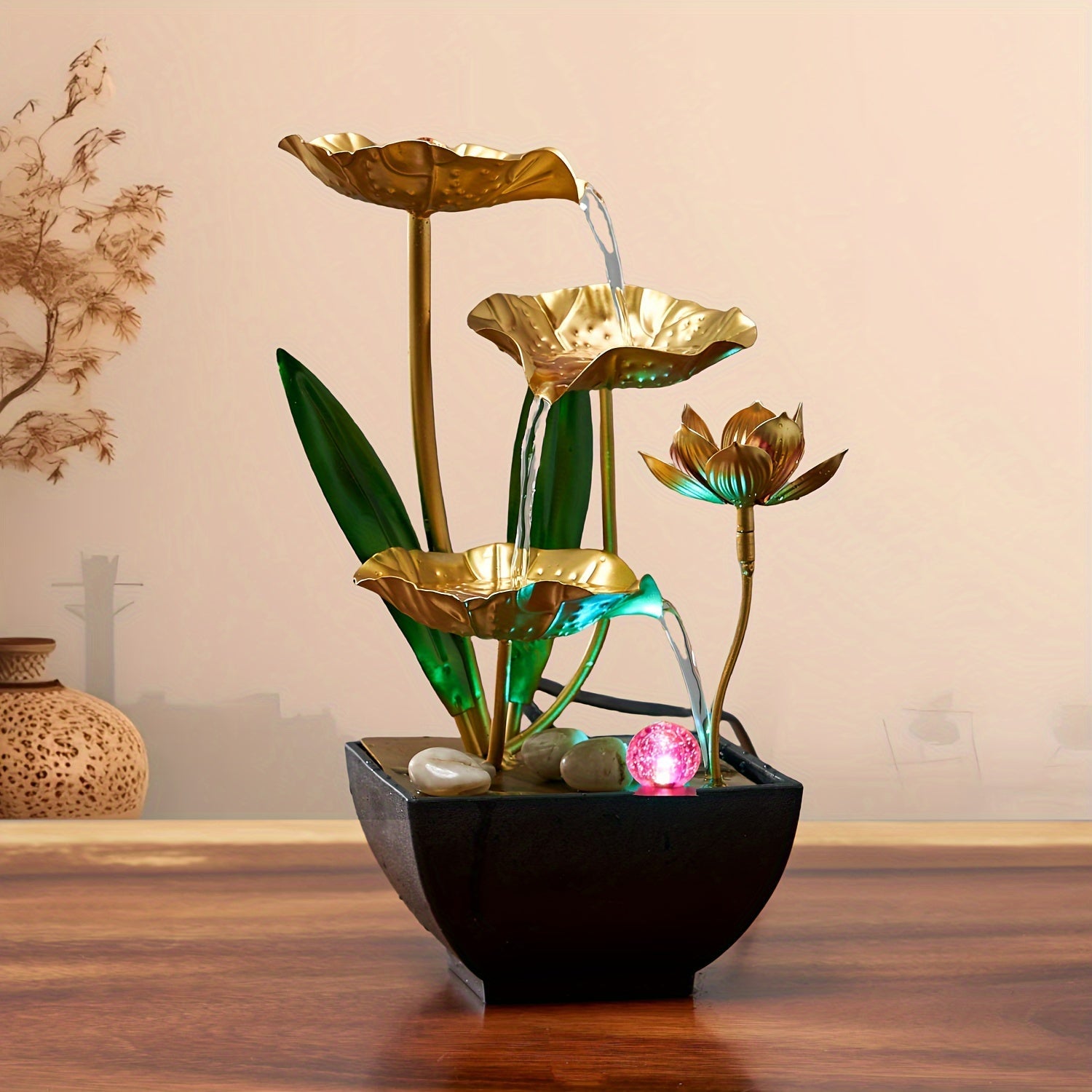 Serene Lotus – kojąca fontanna do wnętrz – widok produktu 4 | Ionotix